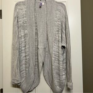 Alya Women's Long Sleeve Split Back Open Cardigan Light Heather Gray Size Small